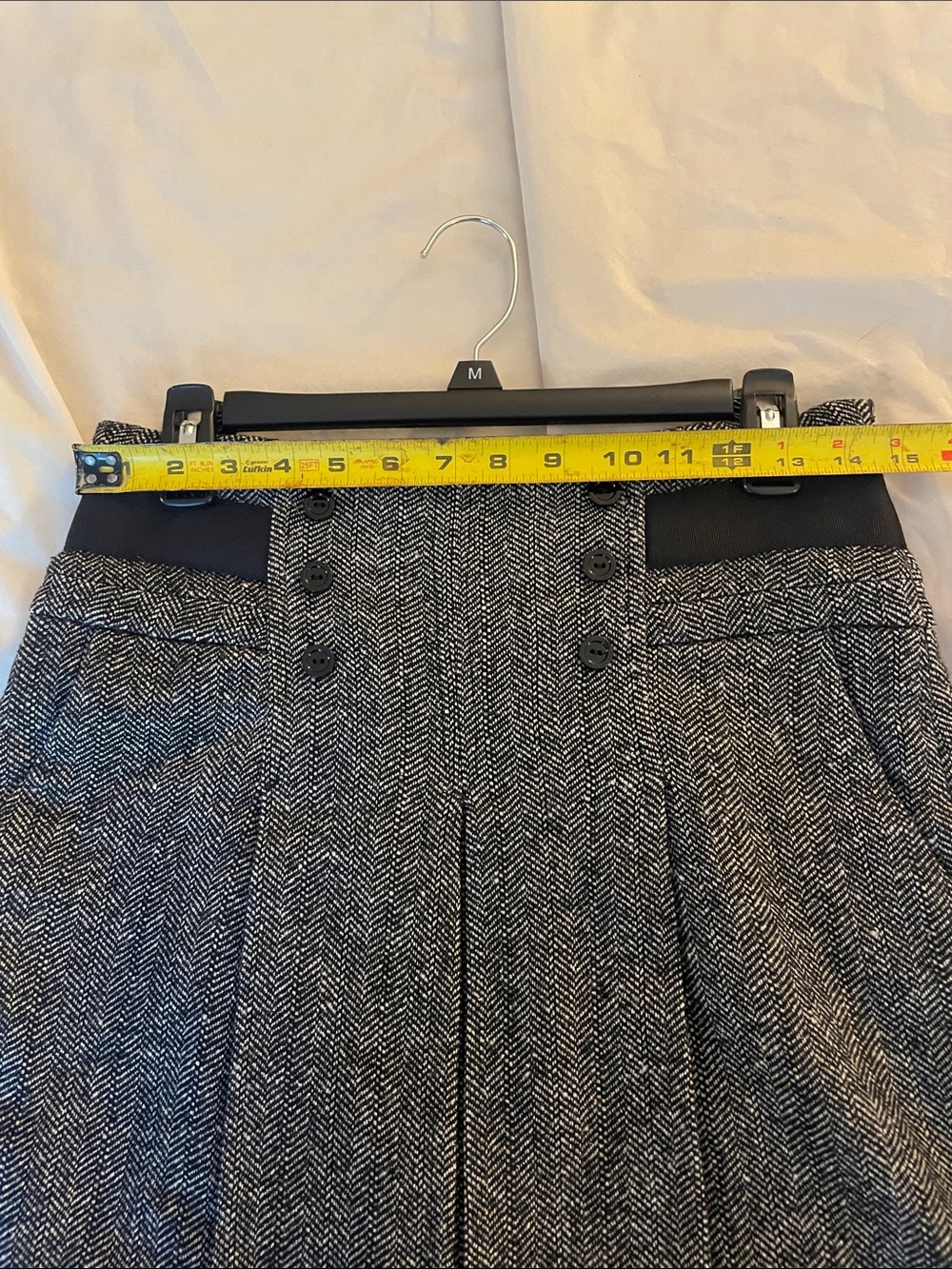 Zara Black and Gray Herringbone A-Line Skirt